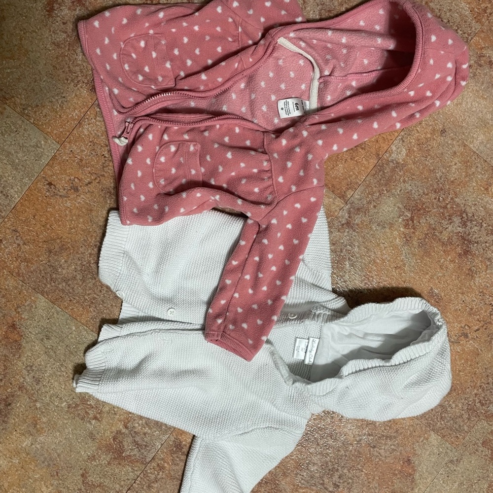 Carter's Pink and White Baby Hooded Sweaters
